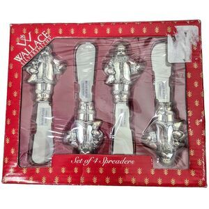 NEW Vintage 1998 Wallace Silversmiths Set Of 4 Spreaders‎ Silver Plated Santa's